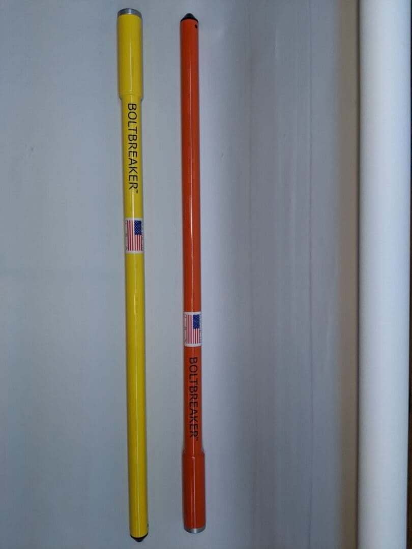 A pair of poles with different colors on them.
