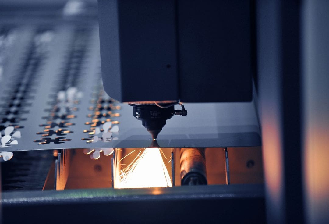 A machine is being used to cut metal.